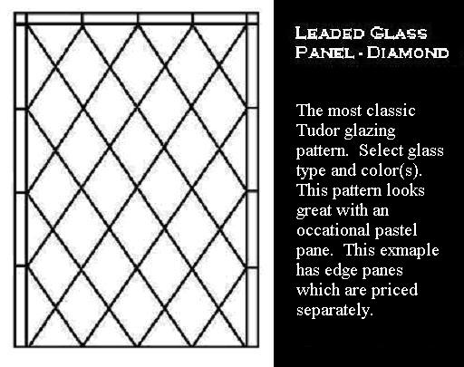 Tudor Window Leaded Glass panel - Diamond with edge panes (edge panes are additional)